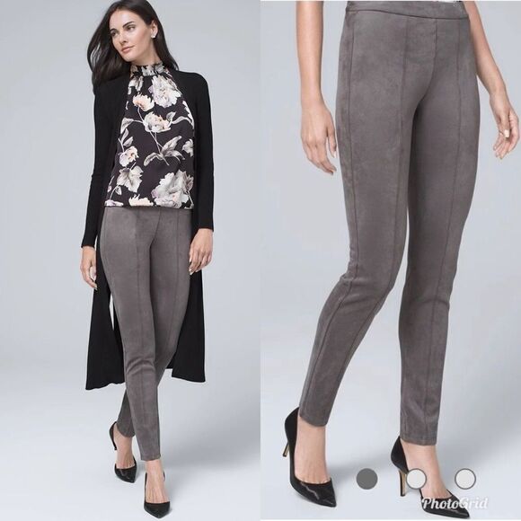 White House Black Market Pants - WHBM White House Black Market Gray Ultra-Suede Leggings Pants